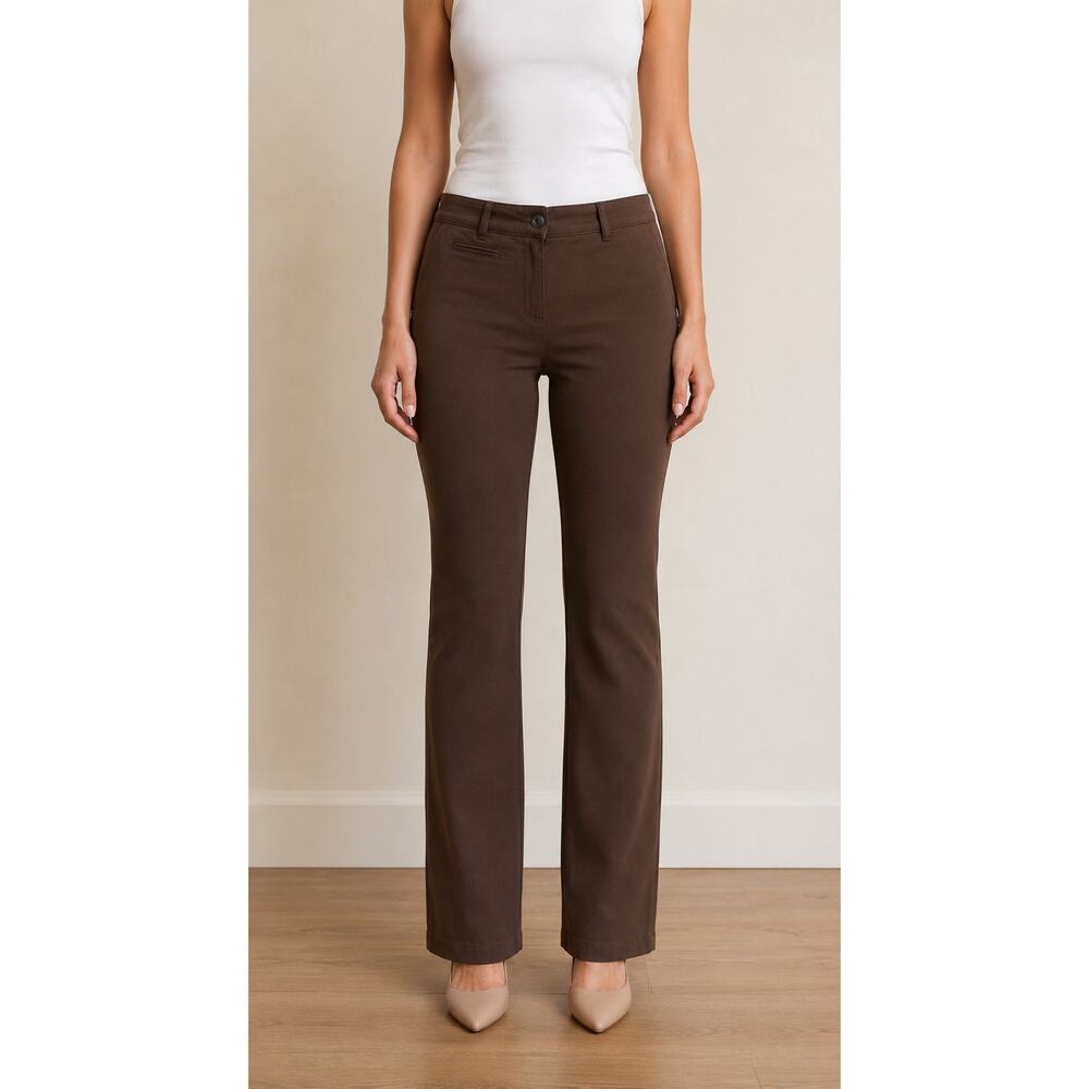Cache Brown Cotton Stretch Pant Straight Leg Front Zip 5 pocket Size 2/4 $128